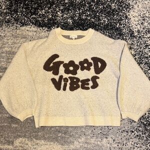 Promesa Cream and Brown 'Good Vibes' Sweater